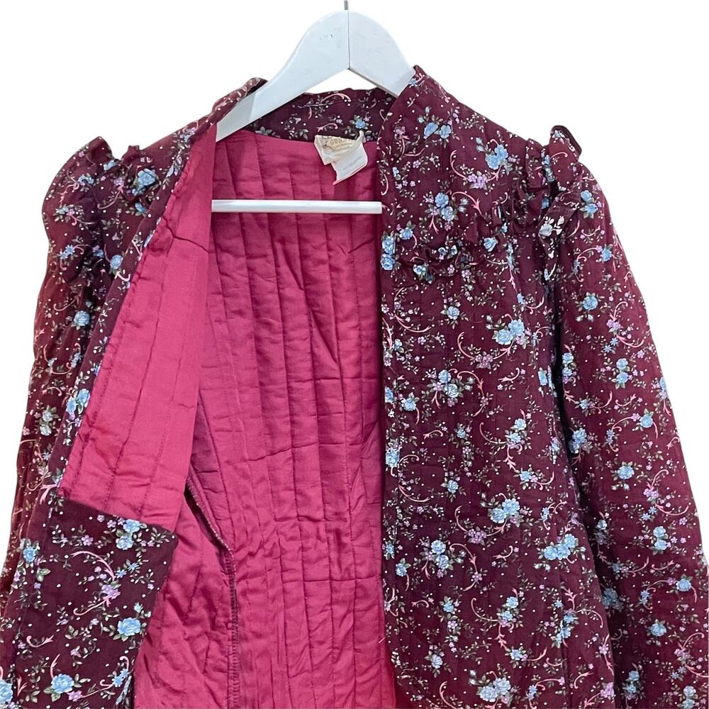 Gunne Sax Jessicas Gunnies Vintage 70s Purple Floral Quilted Prairie Jacket Sz L - Picture 5 of 9